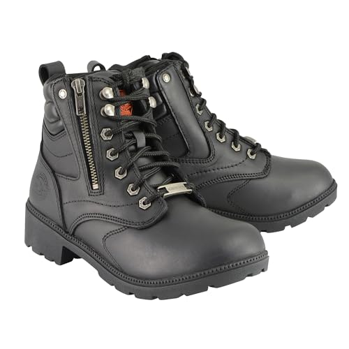 Milwaukee Leather Women's Black Premium Leather 'Wide-Width' Lace-Up Motorcycle Rider Boots MBL9320W (Black, US Footwear Size System, Adult, Women, Numeric, Wide, 5)