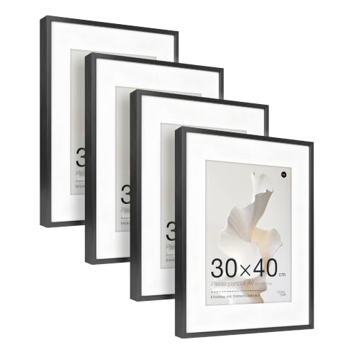LIVINGTASTE Cadre Photo 30x40 cm Aluminium Noir Brossé, Lot de 4