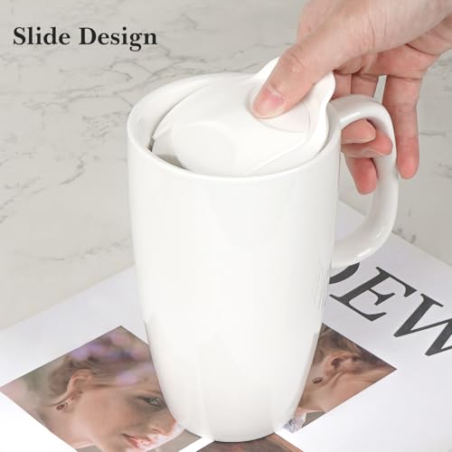 Vaso de café cerámico Linkidea con tapa deslizante 20 oz miniatura 5