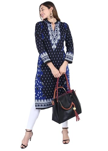 Image of Rosary Women's Winter Woolen Kurti Jacquard Straight Fit Ethnic Wear with 2 Side Pockets