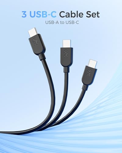 Cable Matters 3-Pack USB C Charging Cable 6ft in Black, Up to [60W Charging, 480Mbps] Apple CarPlay, Android Auto, USB C Charger Cable for iPhone 16/15, Galaxy S24, iPad Pro