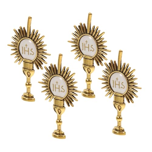 CIMAXIC 4個 宗教的なブローチ 聖なるチャリスタイピン 聖なるチャリスラペルピン 最初の聖体拝領服のピン 祝福のブローチ 聖なるチャリスピン 亜鉛合金 Golden