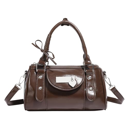 PU Leather Sweet Love Sling Bag Solid Color Stylish Crossbody Bag Large Capacity Lovely Bowknot Handbag Travel Date Work Hand