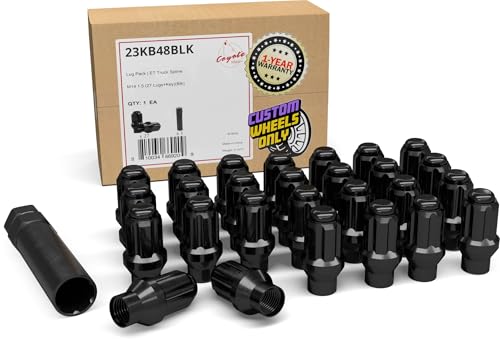 Image of Wheel Accessories Parts 27 Pcs M14x1.5 14x1.5 Thread ET Bulge Acorn 1.80 inch Long Spline Lug Nuts Black Truck Spline Hex Fits Ford Bronco Raptor (for use with Wheels Spacers)
