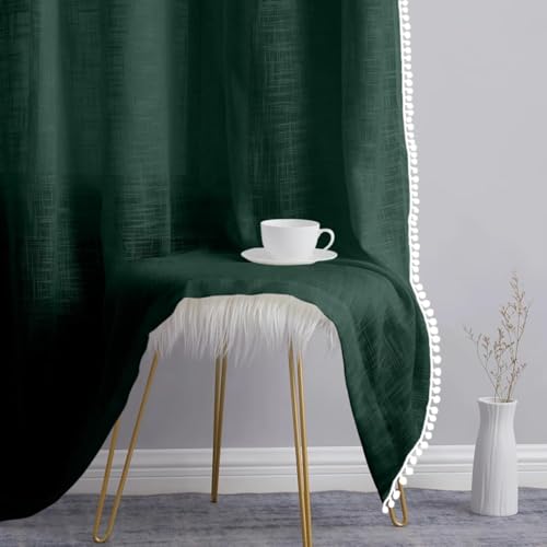 Image of THE LINEN COMPANY Cotton Linen Solid Curtain Set with Eyelet Rings (SEA Green Window - 04 Feet)