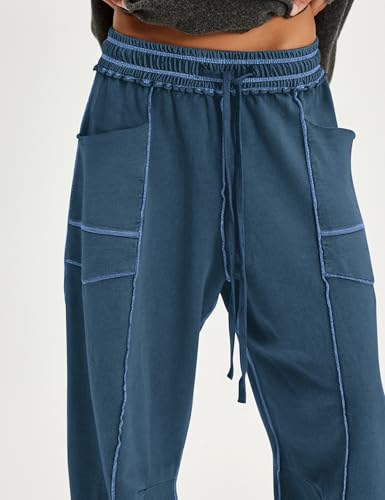 MISSACTIVER Women Wide Leg Baggy Pants Drawstring High Elastic Waist Lounge Palazzo Pants Casual Sweatpants with Pockets4