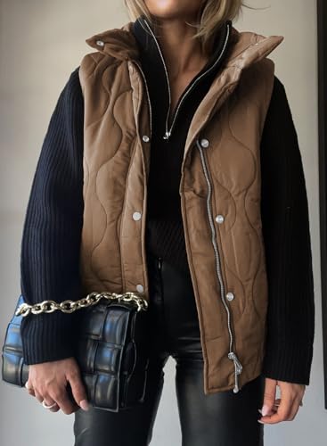 image for EVALESS Casual Cropped Puffer Vest Women Plus Size Lightweight Quilted