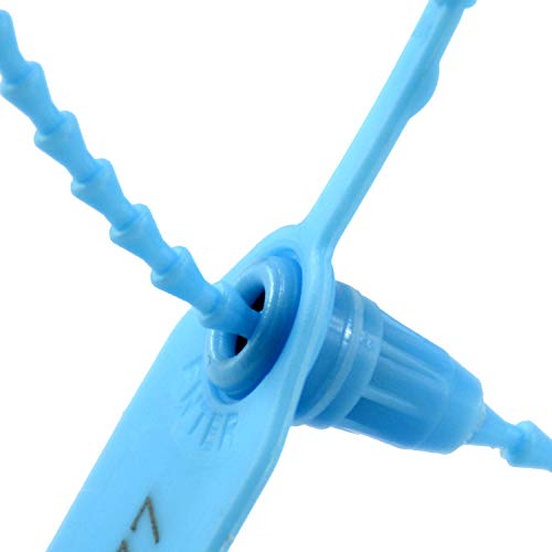 100 Numbered Plastic Security Seals for Fire Extinguisher Tamper Evident Security Tags Self-Locking Zip Ties Pull-Tite Security Locks(Blue)