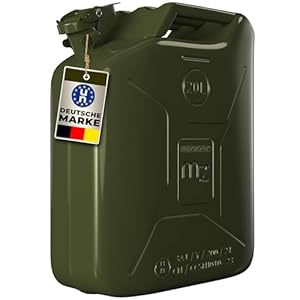 MONZANA® Metallkanister 20 L Stahl 36x17x46cm UN-Zulassung olivgrün Benzinkanister Kraftstoffkanister Ölkanister Reservekanister Werkstatt Diesel