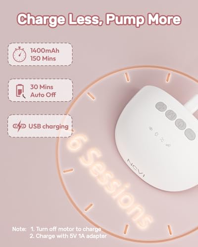 NCVI Wearable Hands Free Breast Pump, 4 Modes & 9 Levels with Multitronic Suction, Ultra-Quiet <42dB, Long Battery Life (150min), 21/24mm Flange Insert, Portable Electric Breastfeeding Pump for Moms - Thumbnail 4