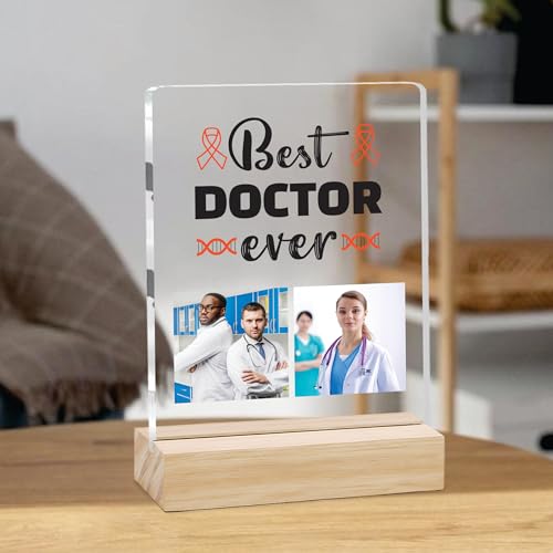 Image of Giftplease Best Doctor Photo Plaque with Wooden Stand | Personalised Gift for Doctors | Thank You Gift for Medical Professionals | Home Office Table Decor |Appreciation Frame for Doctor DCT 04