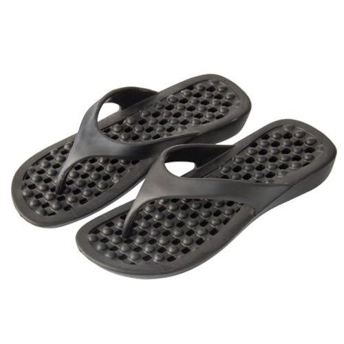 GHYUBYER Massage Slippers for Women Summer，flip Flop Sandals for Bath Shower Very Breathable Lightweight Indoor Outdoor Beach Slippers(Color:Black,Size:34/36 EU)