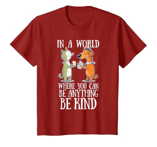 in A World Where You Can Be Anything Be Kind Unity Day T-Shirt, Youth, Cranberry Red, Medium