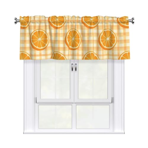 CDERGBHN ruit Orange Checkered Window Valance