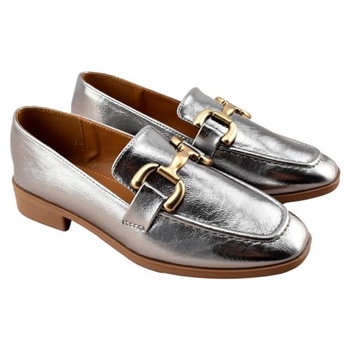 D´ANGELA - Mocasín Metalizado con Estribo 827580 Sintético Mujer Color: Plomo Talla: 41