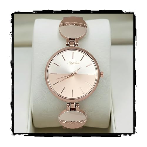 Image of STYLEDOSE Women's Elegant Silver-Tone Bangle Watch Women Analogue Wrist Watches for Women's & Girls&Ladies Diamond Studded Rosegold Stylish Bracelet Strap