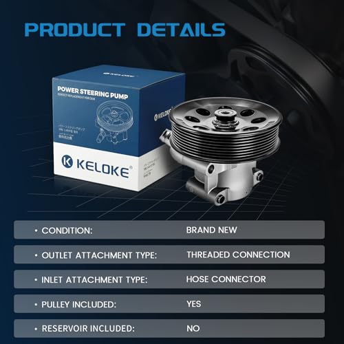 KELOKE Power Steering Pump, with Pulley, Compatible with Ford F-250 Super Duty, F-350 Super Duty, F-450 Super Duty, F-550 Super Duty, 2011-2016, V8 6.7L Powerstroke, Replace# BC343A696DC, BC3Z3A696C by keloke - Image 4