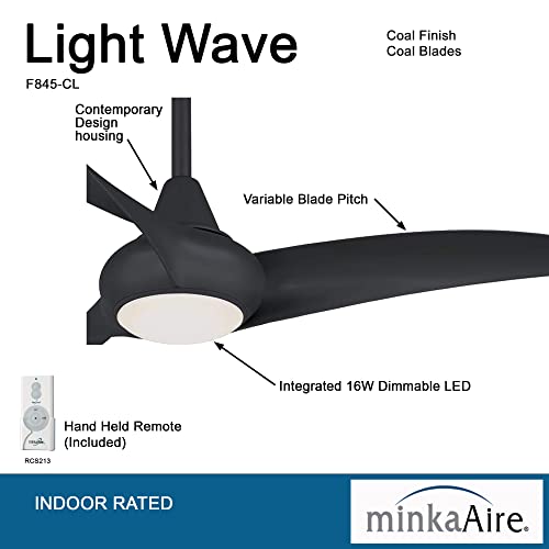 Minka-Aire F845-Cl Light Wave 44" Ceiling Fan With Led Light And Remote Control In Coal Finish #TOP1