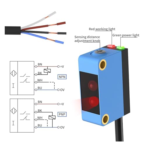 Capteur photoélectrique avec suppression arrière-plan laser 30 cm réglable - 7