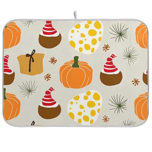 Alfombrilla de secado de platos de microfibra absorbente para otoño y otoño, diseño de calabazas, tapete de secado de platos mate, para mujer pionera, 18 x 24 pulgadas