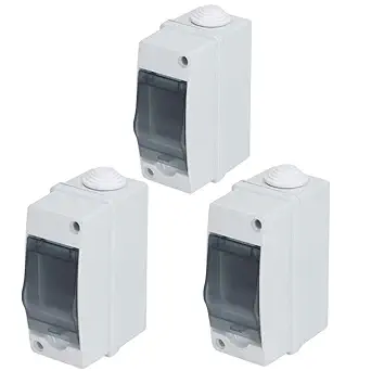 Distribution Protection Box, IP66 Waterproof Transparent Cover 2 Way 2 DIN Rail Outdoor Distribution Junction Box for Indoor Outdoor Wall Circuit Breaker 3PCS