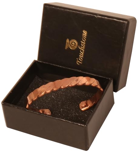 Image of Touchstone Copper Handcrafted Beautiful Braided Magnetic Hand Forged With Solid And High Gauge Braided Pattern Minimalistic Elegance Pure Copper Bracelet In Natural Tone.