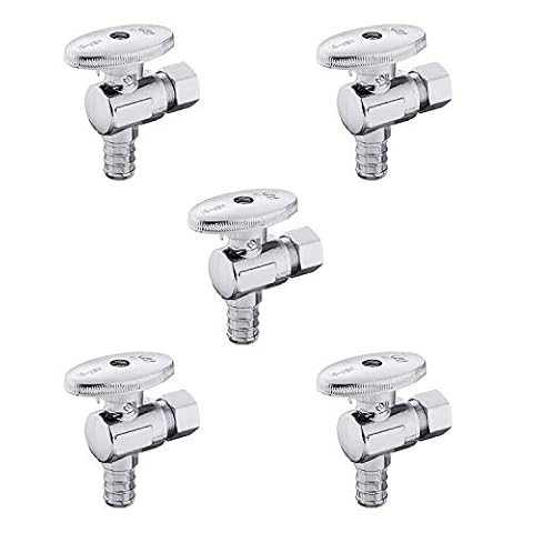(5 sztuk) EFIELD zawór odcinający kąt obrotu 1/4 3/8" OD kompresja x 1/2" Pex chromowany mosiądz