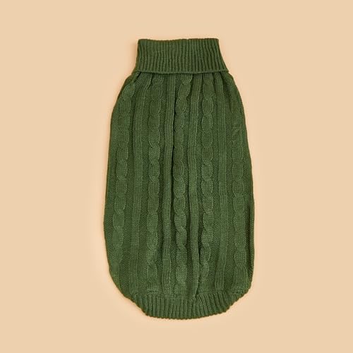 Image of Dog Sweater Soft Warm Turtleneck Knitted Clothes for Small Medium Large Pet | Comfy Wool Knit, Turtleneck & Classic Design, Easy on /off, Warm Winter Girls Boys Dogs Christmas Sweaters, Wood Green, XXS