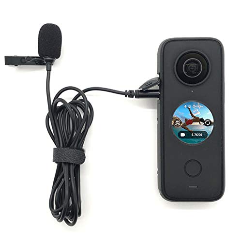 Hensych Collar Lapel Clip Type Type-C Lav Microphone with Clip 1.5M Line for Insta360 ONE X2 Camera External Wired High Fidelity Recording Microphone Hi-fi Sound Quality Plug and Play
