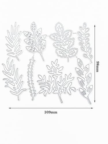 8 peças/conjunto de cortes de metal de folha, várias folhas, plantas, flores, estêncis, para álbum d