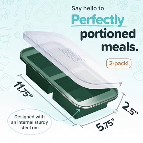 Image of Souper Cubes 2 Cup Silicone Freezer Molds, Kale, 2-Pack | 100% Platinum-Cured Silicone Freezer Cubes, Oven and Microwave Safe, Perfect for Freezing Lasagna, Casseroles and More