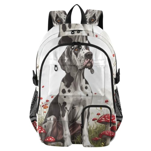 Mochilas de viaje Beauty Gran Danés, bolsa escolar blanca de 18 pulgadas