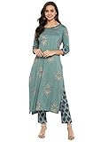 Janasya Indian Tunic Tops Rayon Kurti Set for Women (SET094-KR-NP-XXXL) Turquoise