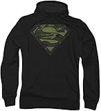 Diseños auténticos. Superman - Los hombres del logotipo de Camo sudadera con capucha, Medium, Black