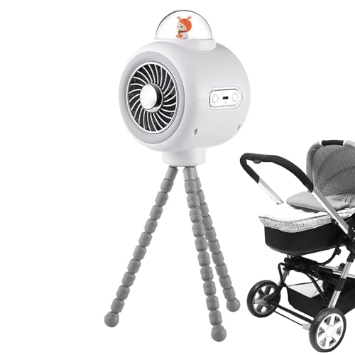 Clip Fan Stroller, Portable Baby Cooling Fan, 13.39×4.33×4.33 Inches Safe 3 Speed Adjustable Airflow Device, Rechargeable Power Bank, Stand Holder for Crib Car Desk Camping Outdoor