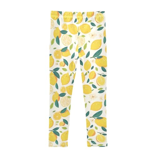 KLL Fresh Lemons Hand Drawn Doodle Little Girls Cotton Leggings Soft High Waisted Pants Exercise2