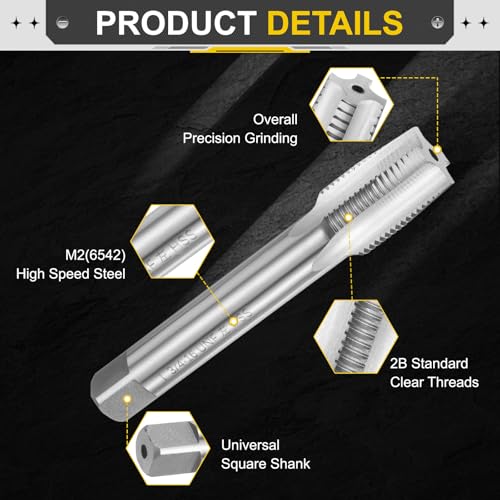 Image of uxcell Hand Taper Tap 3 /4 inch-16 UNF 2B Left Hand Thread Taper Style Taps Straight Flute Screw Tapping Threading Tool High Speed Steel HSS6542