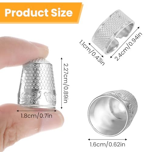 JIEYAO 8 Pcs Metal Sewing Thimbles for Finger, Metal Fingertip Protectors, Thimbles Pad Accessories Copper Thumb Finger Shield Rings Quilting Craft Accessories for Knitting Needlework DIY Tools