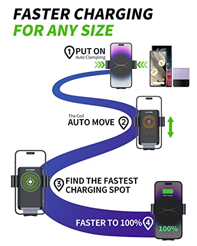 Joyveva Wireless Car Charger, Auto Alignment Auto Clamping Car Charging Mount For Iphone14/14 Pro Max/13/13 Pro/12/12 Pro/11/10/8, Vent Dashboard Car Phone Holder For Galaxy S23/S23+/S23Ultra/Flip4/3 #TOP1