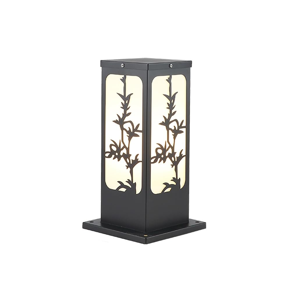 GTHTUHFD Black Pillar Outdoor Light, Chinese Style Pole Lamp, Modern Street Lighting For Patio, Backyard, Front Porch Decor,Orchid-H:15.7inch/40cm