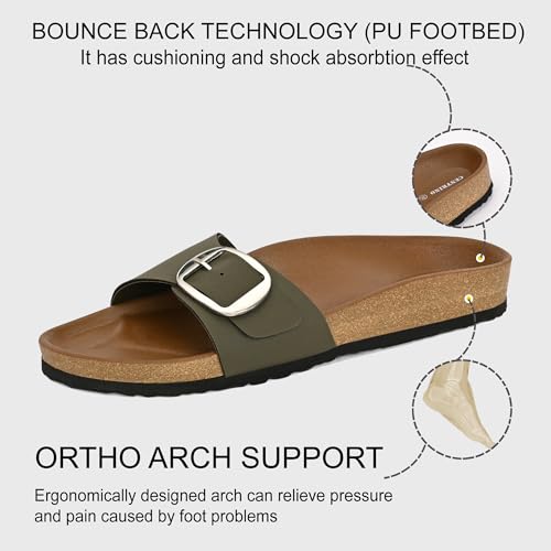 Image of Centrino Women's Berkin-Style Slip-On Sandals | Open Toe Design | Soft PU Footbed | Lightweight & Comfortable | Arch Support | On-Grip Sole | Casual Outdoor Wear (9228)