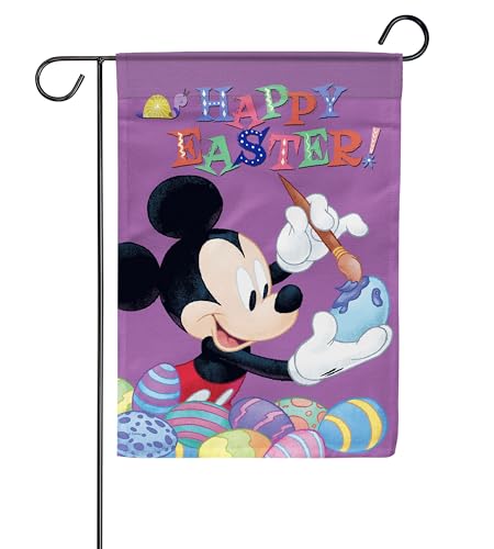 DISNEY Mickey Painting Easter Eggs Spring Garden Flag 12.5"x18"