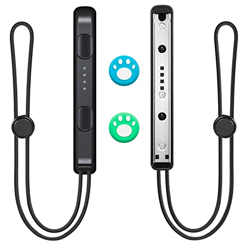 PYue Switch Controller Wrist Strap Pair for Switch Joycon, with 2 Thumb Grip Stick Caps Switch Gamepad Strap with Automatic Lock, Adjustable Tightness Compatible with Switch Sport Game Accessories