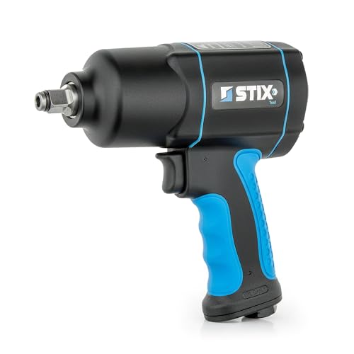 STIX Schlagschrauber Druckluft STT-17 1/2" - Max. Lösemoment 1700 Nm - Druckluftschrauber mit Hochleistungs-Doppel-Hammer-Schlagwerk und Vibrationsarm
