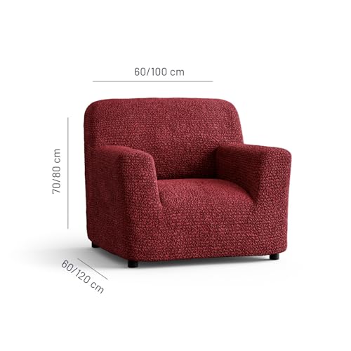 Image of Bellissima Sofa Covers - Premium Luxury Microfibra Plain Stretchable Sofa Cover Single Seater Fully Covered Slipcover, Imported from Italy (Bordeaux)