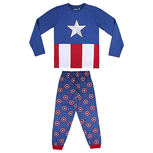 CERDÁ LIFE'S LITTLE MOMENTS Chico de Capitan America [ Los Vengadores ] -Pijama de Invierno 100% Algodón-Licencia Oficial Marvel, Rojo, 10 años para Niños