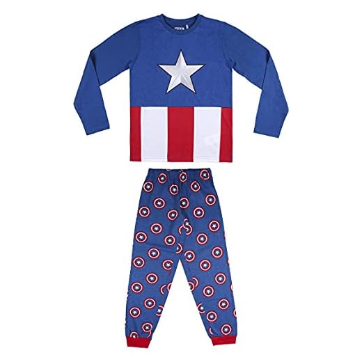 CERDÁ LIFE'S LITTLE MOMENTS Chico de Capitan America [ Los Vengadores ] -Pijama de Invierno 100% Algodón-Licencia Oficial Marvel, Rojo, 10 años para Niños