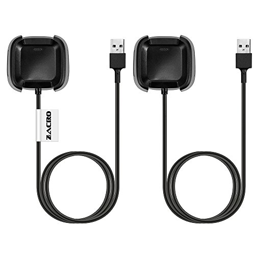 Zacro Fitbit Versa Charger, 2pcs Replacement Charger USB Charging Cable for Fitbit Versa, 3.3ft/100cm Charging Cable Dock for Fitbit Versa Smartwatch-Black