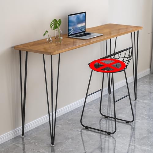 Mesa de bar de madera maciza rectangular alta con borde vivo para comedor y cafe 2