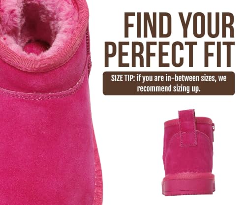 Image of Project Cloud Girls 100% Genuine Leather Non Slip Fur Lined Ankle Boots | Water Resistant Lightweight Memory Foam Insole Cozy Fall Shoes for Boys & Girls Kids Footwear Outdoor Everyday Kids Boots